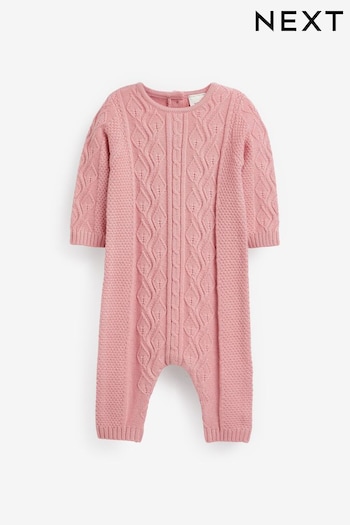 Pink Cable Knit Baby Romper (0mths-2yrs) (D70254) | £18 - £20