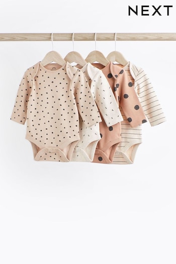 Multi Neutral Baby Long Sleeve Bodysuits 5 Pack (D70301) | £15 - £17