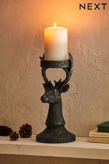 Black Stag Pillar Candle Holder (D70376) | £30