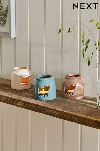 Set of 3 Natural Hamish The Highland Cow Mini Tealight Lanterns (D70402) | £16