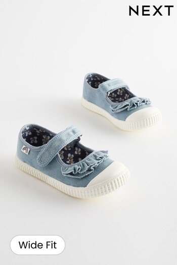 Blue Ruffle Mary Jane Shoes (D70404) | £16 - £18