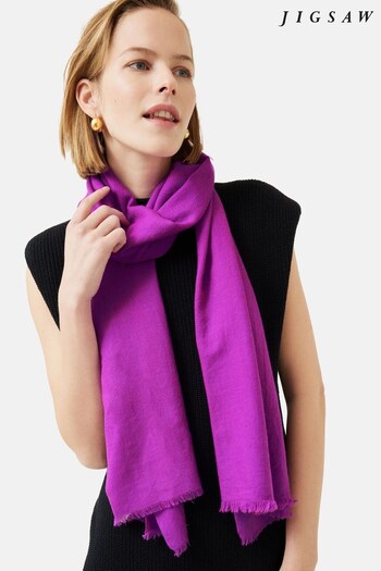 Jigsaw Purple Wool Silk Pashmina Scarf (D70470) | £60