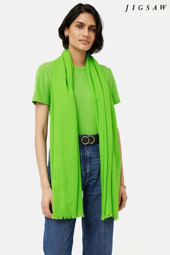 Jigsaw Green Wool Silk Pashmina Scarf (D70472) | £60