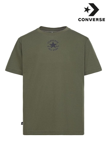 Converse mens Khaki Green Logo Short Sleeve T-Shirt (D70618) | £18