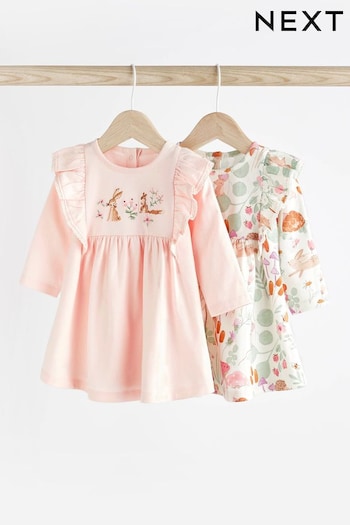 Pale Pink Baby Jersey Frill Dress 2 Pack (0mths-2yrs) (D70654) | £17 - £19