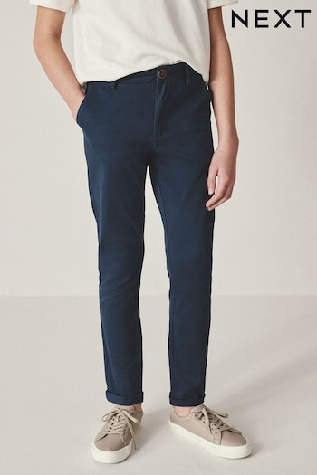 French Navy Blue Skinny Fit Stretch Chino Trousers (3-17yrs) (D70658) | £12 - £17