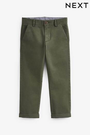 Dark Green Regular Fit Stretch Chino Trousers (3-17yrs) (D70660) | £12 - £17