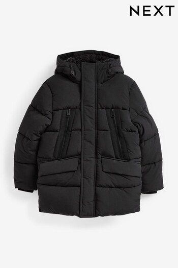 Black Padded Puffer Coat (3-16yrs) (D70756) | £44 - £60