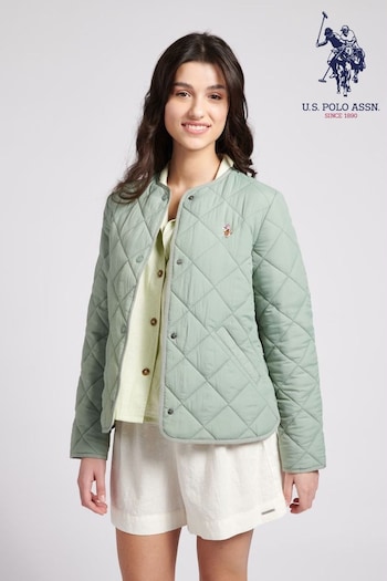 U.S. Polo Assn. Womens Lightweight Puffer Green Jacket (D70816) | £100