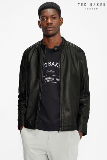 Ted Baker Paypa Black Leather Jacket (D70840) | £349