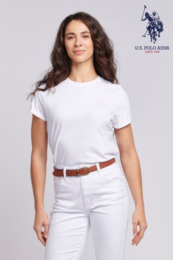 U.S. Polo Assn. Womens White Crew Neck T-Shirt (D70895) | £25