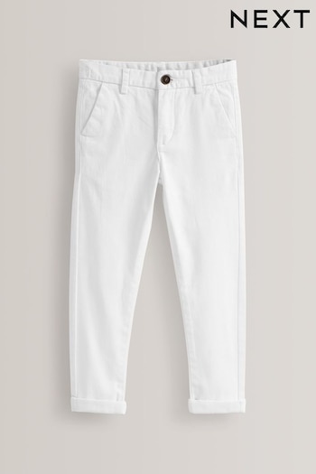 White Skinny Fit Stretch Chino Satin Trousers (3-17yrs) (D71032) | £11 - £16