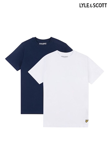 Lyle & Scott Boys Blue  Lounge T-Shirts bottom Two Pack (D71286) | £30 - £36