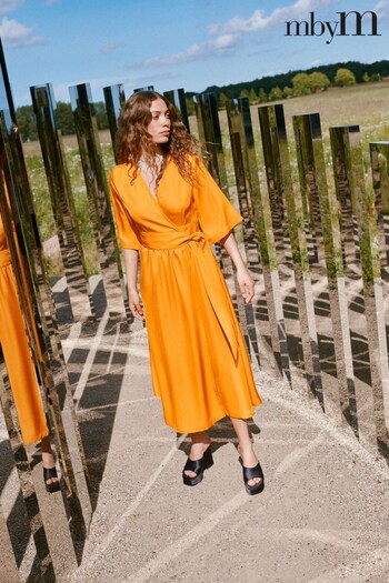 mbyM Orange Wrap Maxi Dress (D71317) | £84