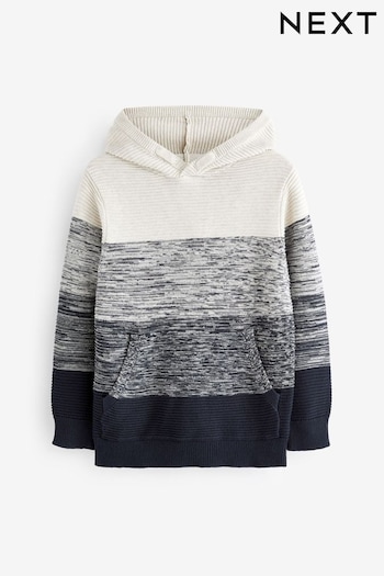 White Ombre Ripple Knit Hoodie (3-16yrs) (D71333) | £18 - £23