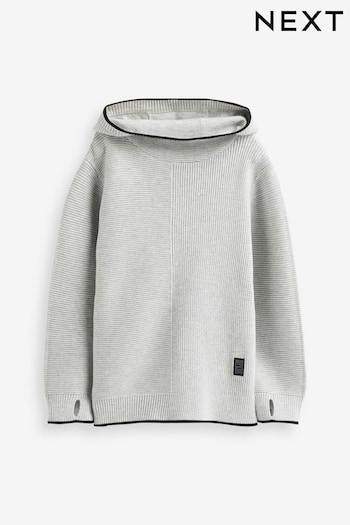 Grey Ribbed Utility Style Hooded Jumper (3-16yrs) (D71340) | £17 - £22