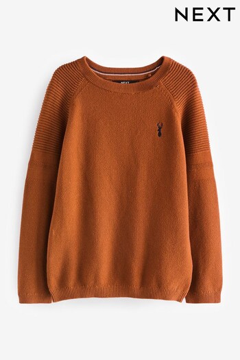 Rust Brown With Stag Textured Crew Jumper (3-16yrs) (D71343) | £12 - £17