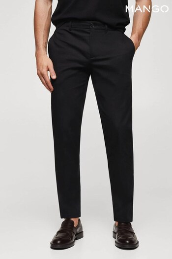 Mango Black Slim Fit Chino -Baumwollstrick Trousers (D71382) | £50