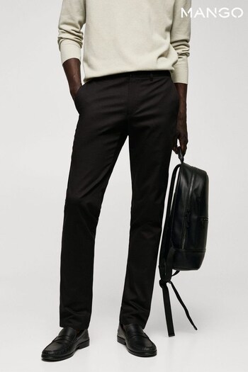 Mango Black Skinny Chino -Baumwollstrick Trousers (D71425) | £50