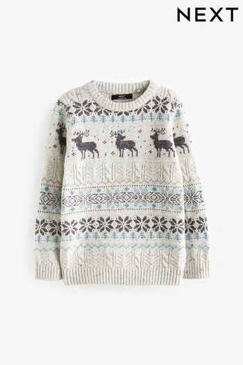 Grey Fairisle Pattern Knitted Christmas Jumper (3mths-16yrs) (D71479) | £16 - £22
