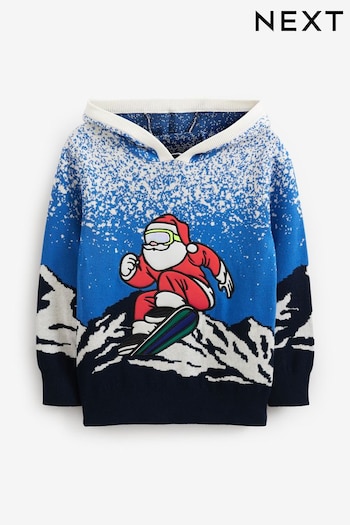 Cobalt Blue Santa Knitted Christmas Jumper (3mths-16yrs) (D71483) | £20 - £25