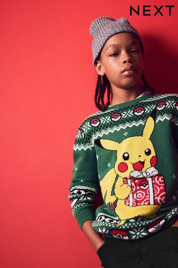 Green Knitted Christmas Jumper (4-16yrs) (D71488) | £21 - £26