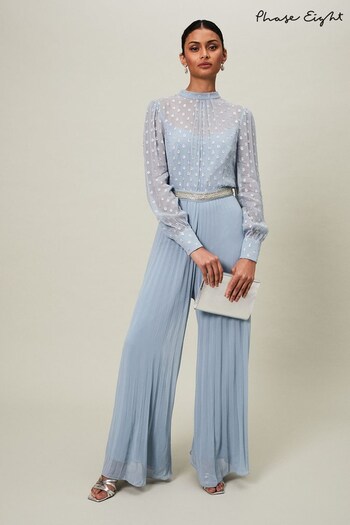 Phase Eight Blue Charley Pleated Jumpsuit (D71502) | £249