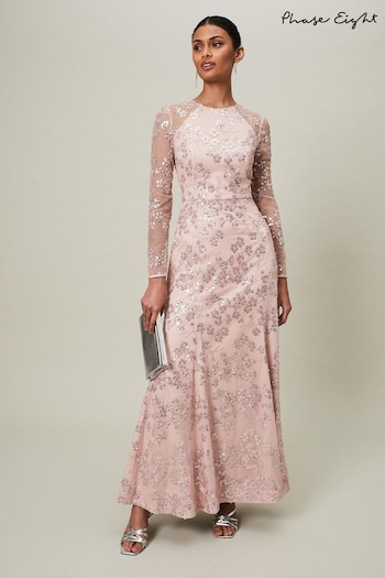 Phase Eight Pink Natalya Sequin Floral Maxi Dress (D71503) | £329