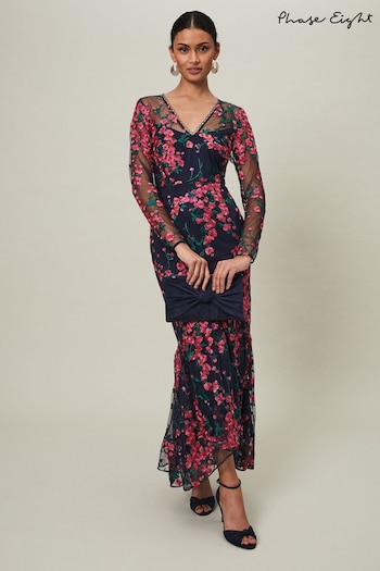 Phase Eight Blue Trisha Embroidered Maxi Dress (D71505) | £299