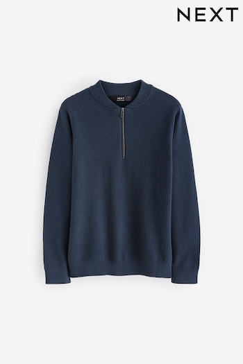 Navy Blue Zip Collar Knitted Shorts Polo Shirt (3-16yrs) (D71512) | £12 - £17