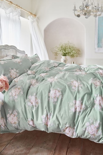 Shabby Chic by Rachel Ashwell® Bella Rose Green Flat Piped Duvet Cover and Pillowcase Set (D71528) | £45 - £80