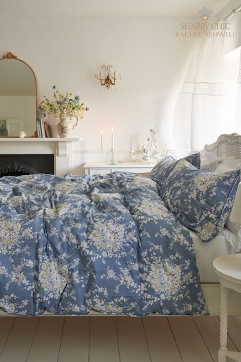 Shabby Chic by Rachel Ashwell® Garden Floral Blue Flat Piped Duvet Cover and Pillowcase Set (D71529) | £45 - £80