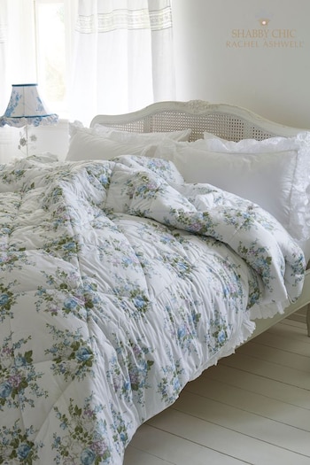 Shabby Chic by Rachel Ashwell® Aqua Blue Rose Blossom Lofty Bedspread (D71542) | £125