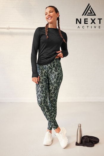 Khaki Green Animal Active New and Improved High Rise Sports Sculpting Leggings (D71575) | £24