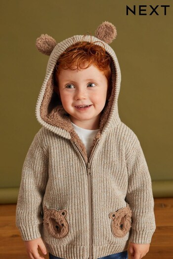 Brown Bear Borg Lined Hooded Cardigan (3mths-7yrs) (D71623) | £26 - £28