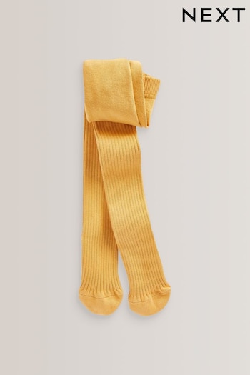 Ochre Yellow Cotton Rich Rib Tights (D71628) | £5 - £7