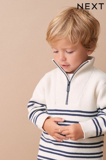 Ecru Cream Knitted Zip Neck Jumper (3mths-7yrs) (D71632) | £15 - £19