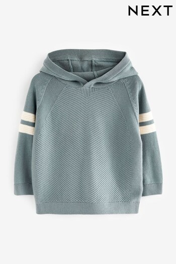 Mineral Blue Knitted Textured Hoodie (3mths-7yrs) (D71643) | £15 - £17