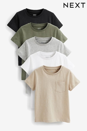 Black/Grey Short Sleeve T-Shirts set 5 Pack (3mths-7yrs) (D71680) | £16 - £20