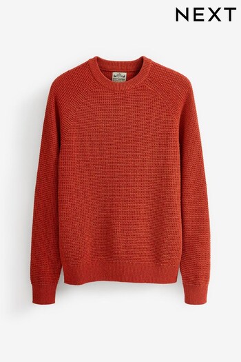 Orange Textured Knitted Crew Jumper (D71687) | £30