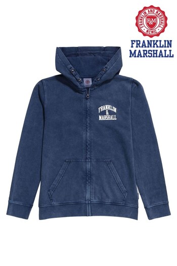 Franklin & Marshall Blue Arch Zip Hoodie (D71708) | £35 - £42