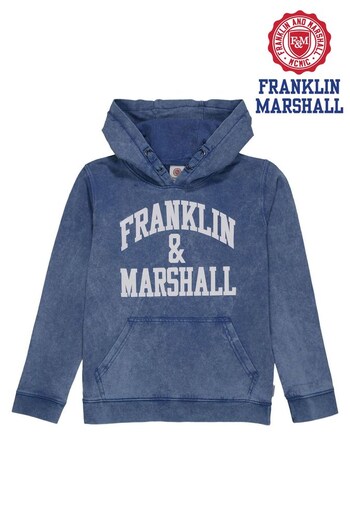 Franklin & Marshall Blue Vintage Arch Hoodie (D71710) | £35 - £42