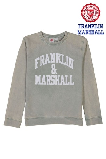 Franklin & Marshall Grey Vintage Arch Crew Sweat Top (D71711) | £30 - £36
