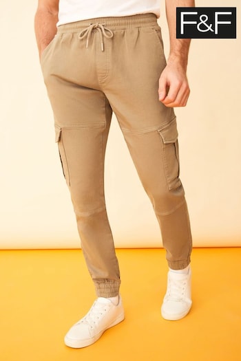 F&F Natural Knitted Cargo Sleeve Trousers (D71723) | £31