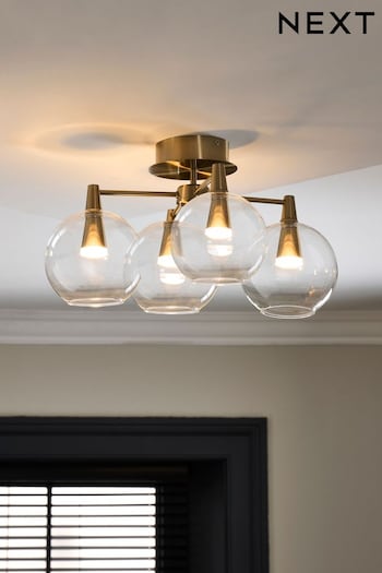 Brass Elara 4 Light Flush Fitting Ceiling Light (D71745) | £140