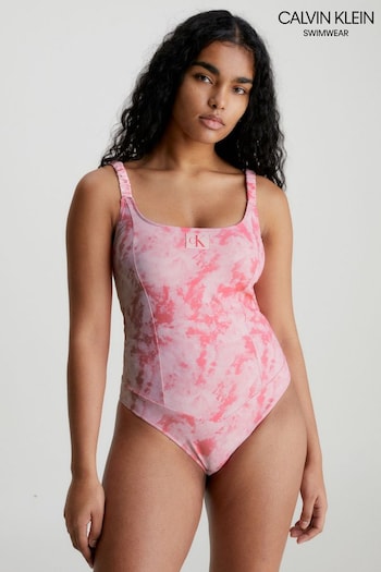 Calvin Klein Pink Authentic Printed One Piece Swimsuit (D71764) | £100