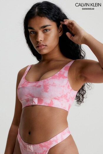 Calvin Klein Pink Authentic Printed Bralette Bikini Top (D71766) | £55
