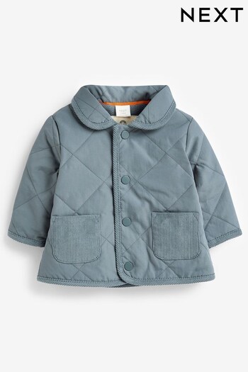 Navy Blue Quilted Collar Baby Jacket (0mths-2yrs) (D71799) | £22 - £24