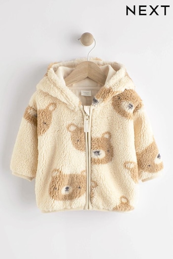 Cream Cosy Teddy Borg Fleece Bear Baby Jacket (0mths-2yrs) (D71801) | £15 - £16