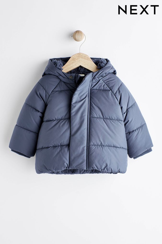 Navy Blue Baby Hooded Puffer Jacket (0mths-2yrs) (D71804) | £20 - £22